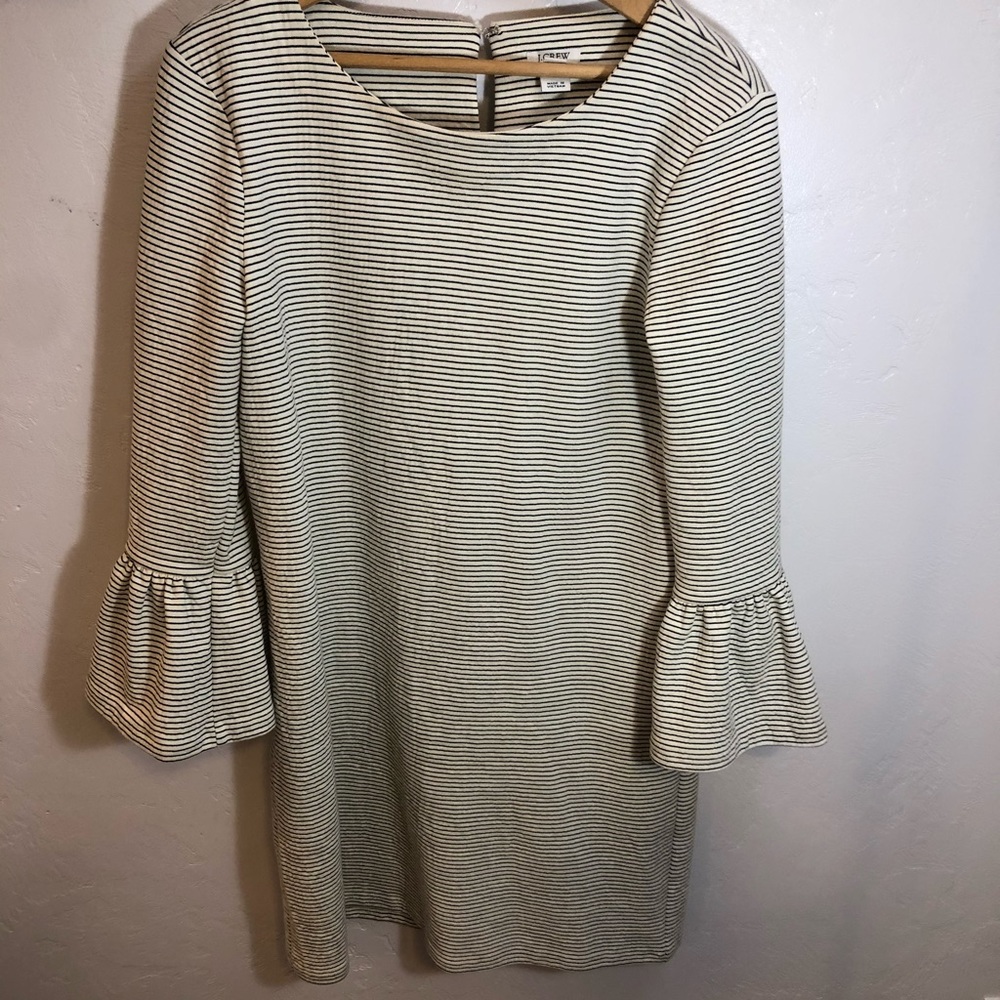 Jcrew black and white stripe dress bell sleeve - Picture 4 of 4